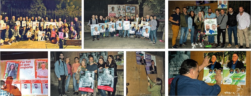 El ritual de la pegada de cartells posa en marxa la campanya