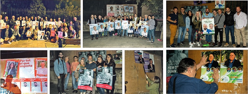 El ritual de la pegada de carteles pone en marcha la campaña