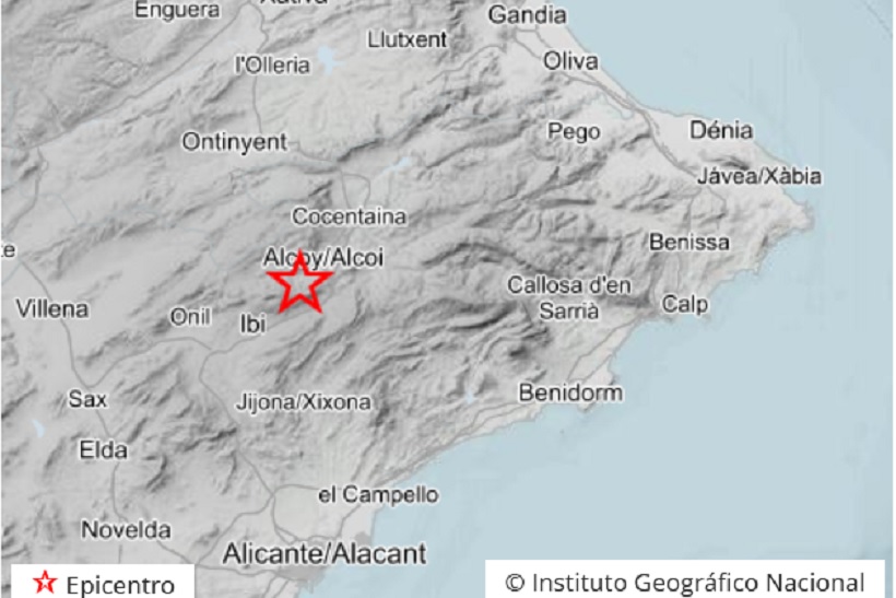 Alcoy ha registrado hoy un terremoto de 2,4 grados