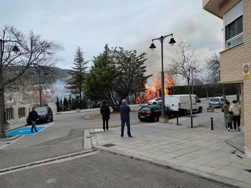 Els bombers sufoquen un incendi d'arbratge en la zona del Viaducte