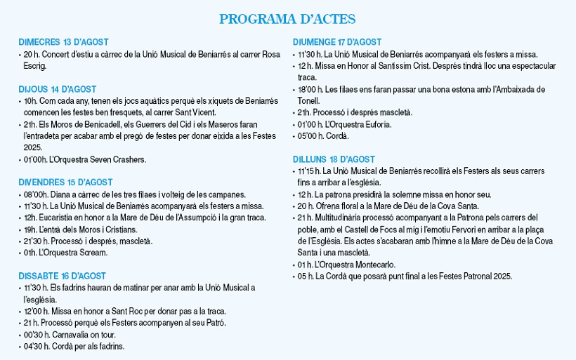 Beniarrés escalfa motors i ja ho tenen tot preparat per a les festes patronals